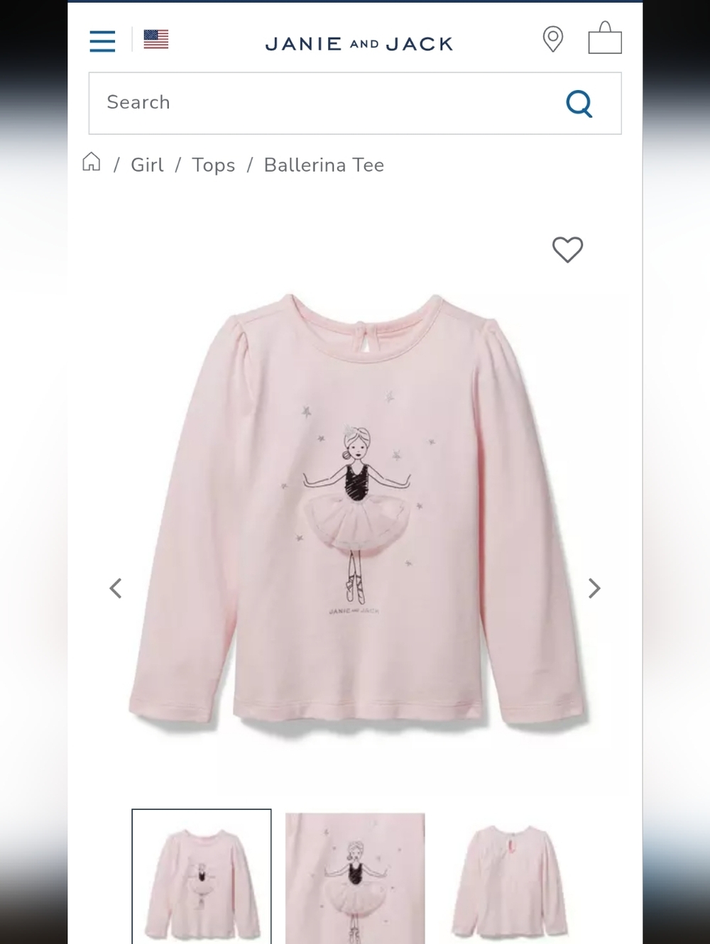 Janie and Jack Light Pink Ballerina Tulle Detail Long-Sleeve Top